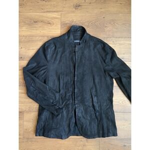 John Varvatos Mens Sz Large/56 Black 100% Goat Suede Thompson Leather Jacket